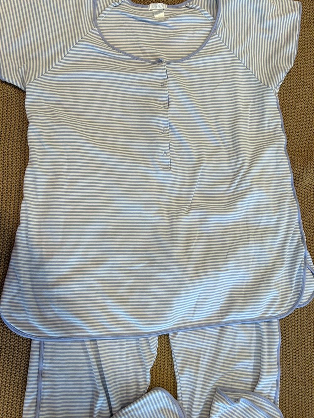 LAKE MATERNITY PAJAMAS SIZE M PIMA COTTON SHORT LONG SET HYDRANGEA BLUE STRIPE